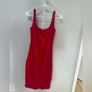 NWOT Elegant Red Ribed Knit Sleeveless Dress